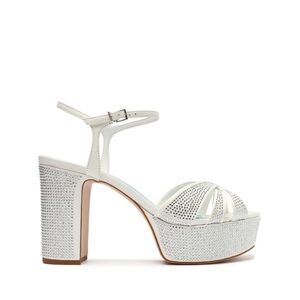 SCHUTZ White and Silver Platform Heels